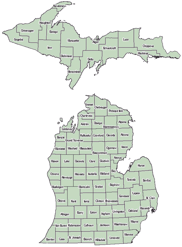 county map of michigan